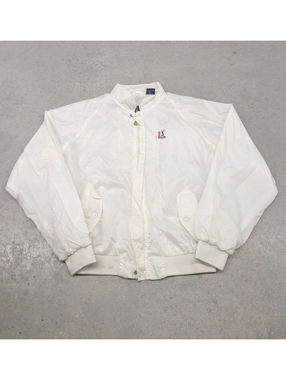 Vintage 80s PGA Tour White Nylon Wind Breaker Jacket